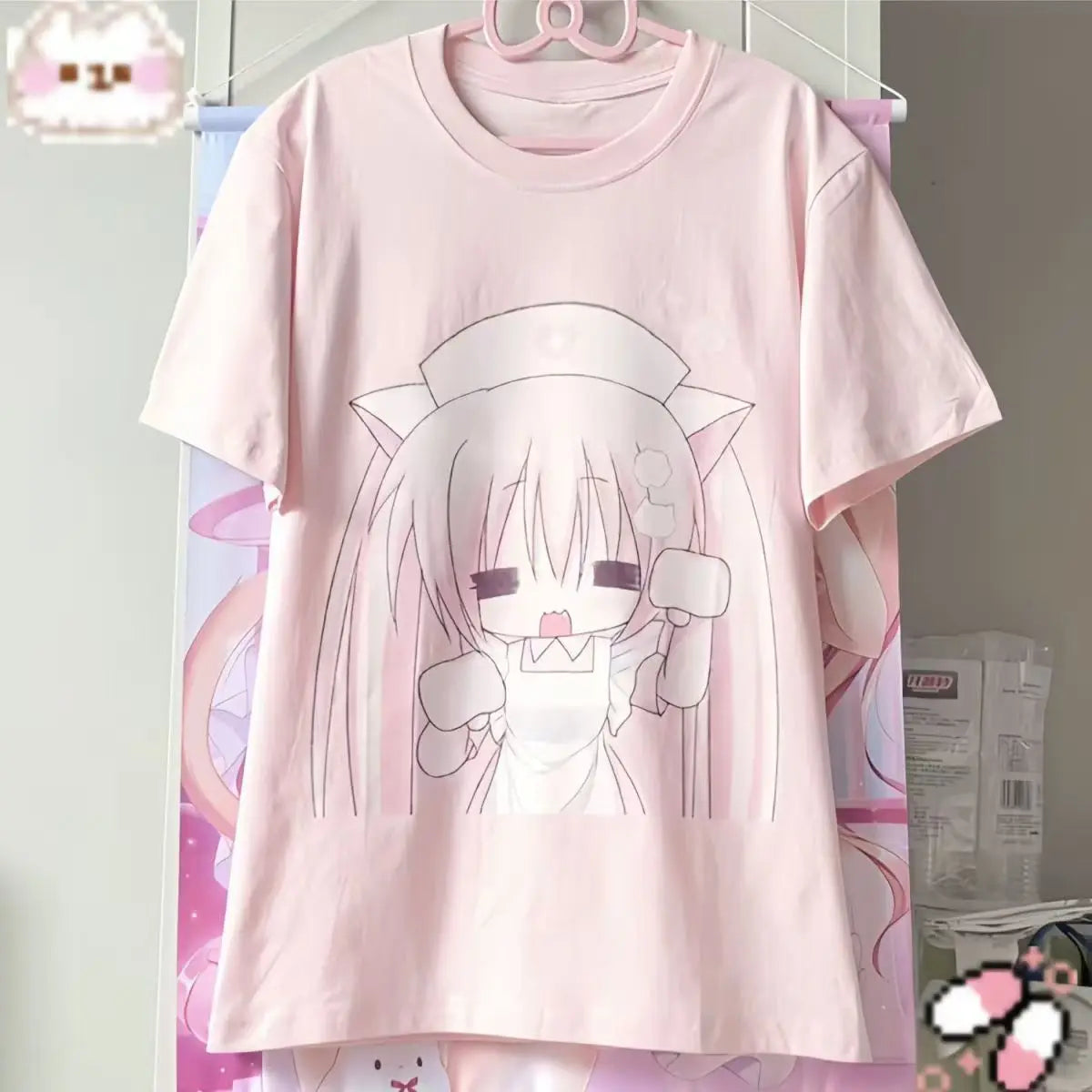 Y2k Women Clothing Cute Cartoon Summer Short Sleeve Tops Loose Anime Print Subculture T Shirts Haraiuku New Kawaii Sweet Tees