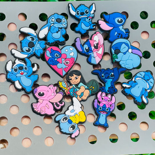 14-27pcs MINISO Stitch Cartoon Shoe Charms PVC DIY Shoes Decoration Sandal Accessories Buckle for Kids Gifts