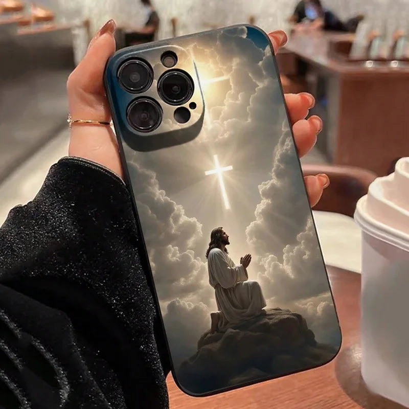 イエス・キリストの十字架が描かれた耐衝撃携帯電話ケース iPhone 17 16 15 14 11 12 13 Pro Max 7 8 14 15 16 Plus 17 Air 16E ソフトカバー用