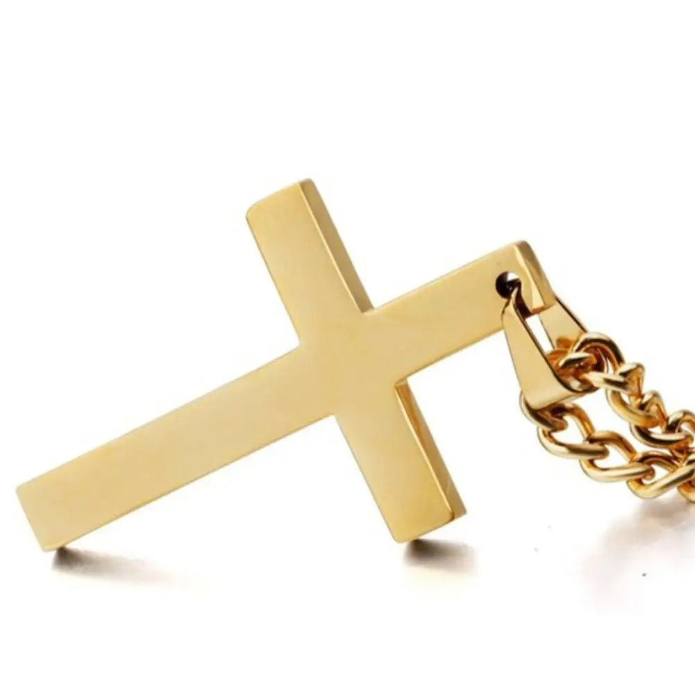 メンズファッションネックレス シンプルクロスペンダント 合金ネックレスチェーン ジュエリー クリスマスギフト
