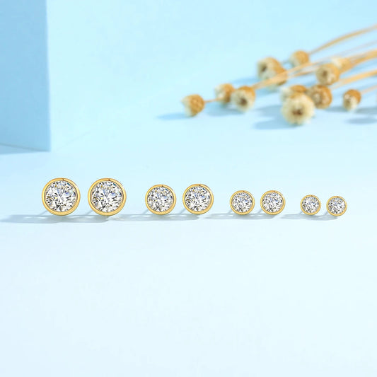 Real 18K Gold AU750 D Color Moissanite Stud Earrings for Women Men Lab Grown Diamond Ear Studs Fine Jewelry Valentine's Gift