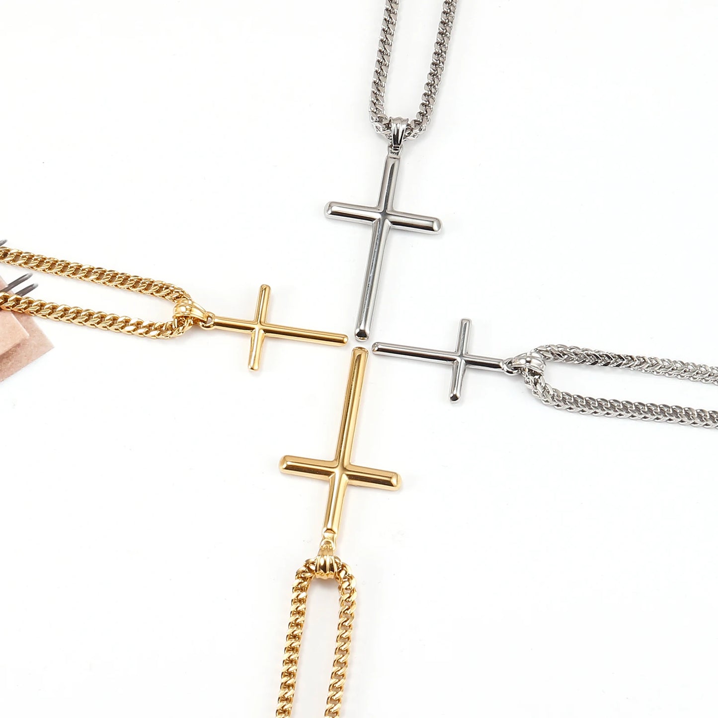 パンククロスペンダントリンクチェーン メンズ レディース 316Lステンレススチール ヒップホップネックレス ゴールド シルバー ファッションジュエリー ギフト 防水