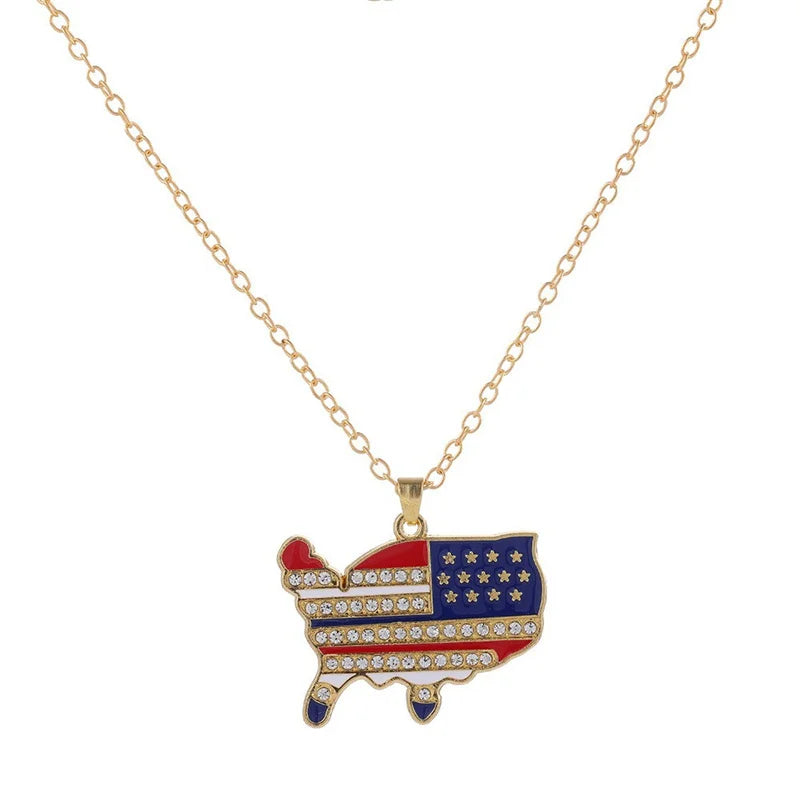 ファッションアメリカ国旗クロスペンダントネックレス レディース メンズ USA独立記念日クロスネックレス ジュエリー カップル 記念日ギフト