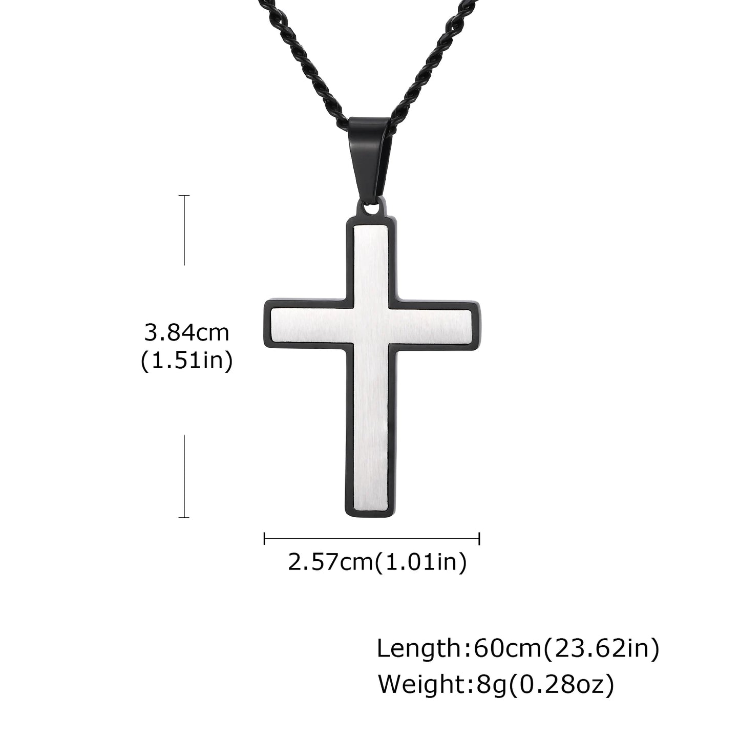 クラシックなヴィンテージクロスペンダントネックレス（メンズ・ボーイズ用）、ステンレススチールチャームネックレス、クールなパンク祈りジュエリーギフト