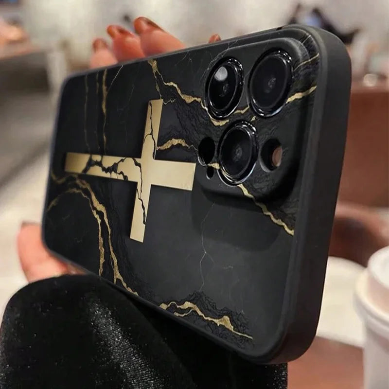 イエス・キリストの十字架が描かれた耐衝撃携帯電話ケース iPhone 17 16 15 14 11 12 13 Pro Max 7 8 14 15 16 Plus 17 Air 16E ソフトカバー用