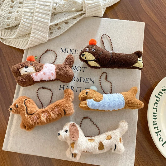 Kawaii Dog Dachshund Plush Keychain Cartoon Puppy Stuffed Keyring Cute Key Holder Pendant Bag Hanging Decoration Couple Gift