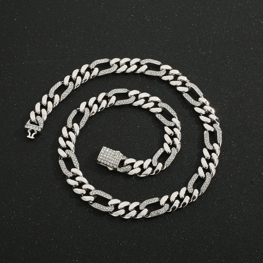 ヒップホップ 14K ゴールドメッキ ステンレススチール ジュエリー アイスカデナ オムブレ マイアミ キューバンチェーン メンズネックレス