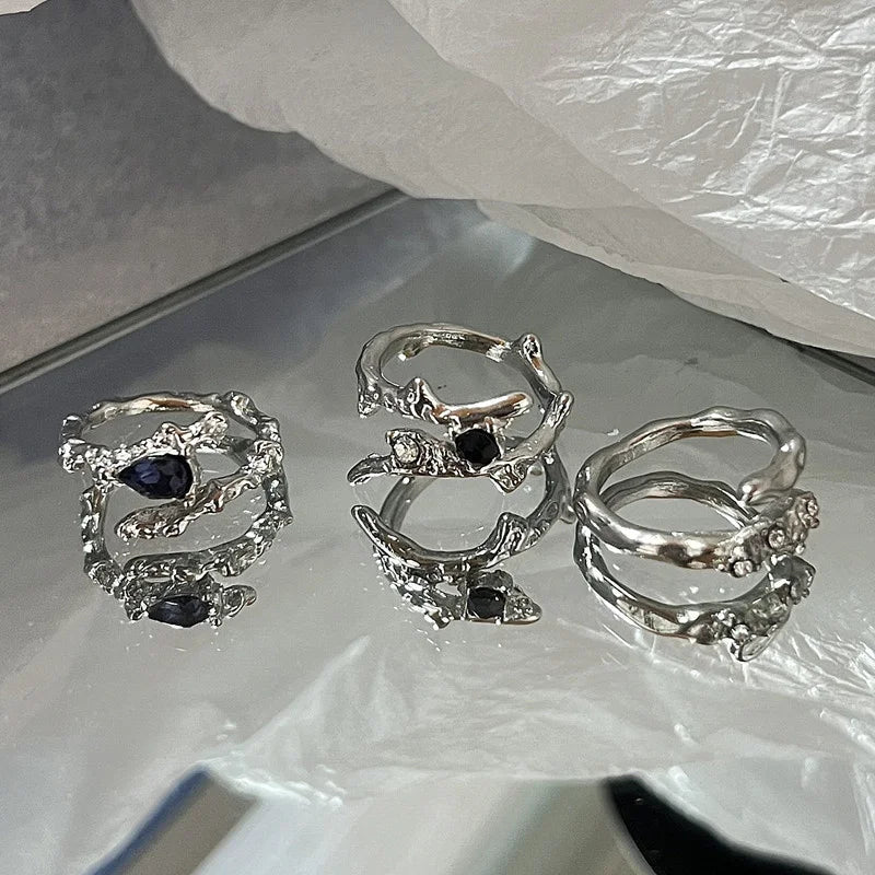 ヴィンテージ シルバーメッキ クロスリングセット レディース ゴシック パンク スチームパンク バタフライリングセット パーティー ファッション ジュエラー