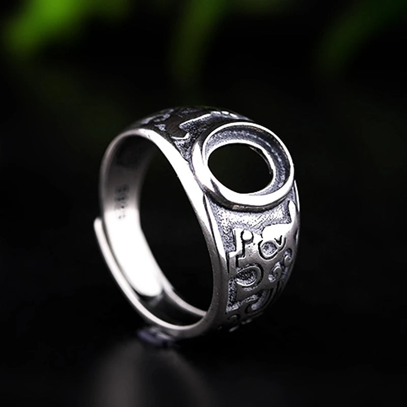 925 Sterling Silver Vintage7x9mm 8x10mm Oval Cabochon Semi Mount Ring Art Nouveau Men Engagement Wedding Ring Antique