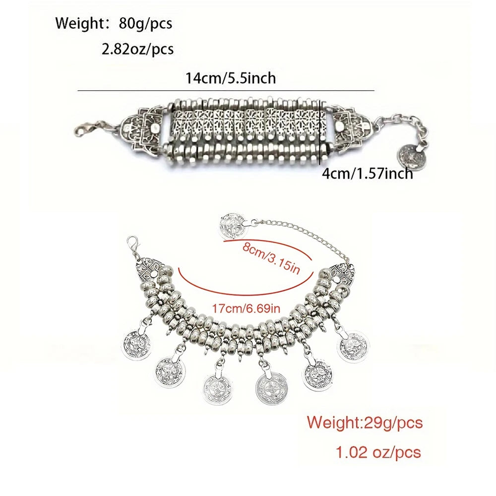 ヴィンテージシルバーゴールドコインブレスレット レディース メンズ ボヘミアン ヒッピー ビーチパーティー アフガニスタン トルコ マルセイユ エスニックブレスレット ジュエリー