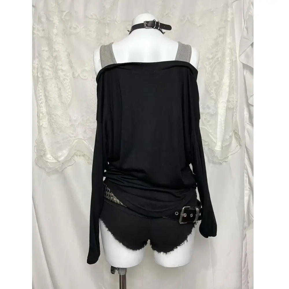 アメリカンレトロTシャツ 長袖 スリムフィット レディース カジュアル 日本のサブカルチャー Y2K ヴィンテージ ゴシックTシャツ 秋 女性用 シック トップス