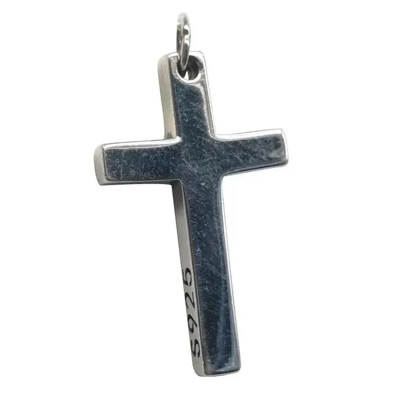 Real Solid 925 Silver Cross Pendant for Men Women Minimalist High Polished Fashion Classic Jesus Christian Prayer Jewelry