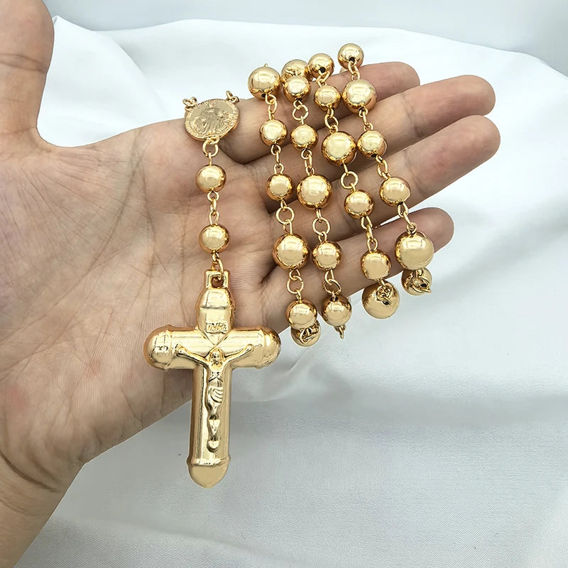 ロザリオネックレス クロスペンダント付き ロングリンクチェーン レディース メンズ 90cm 長さ セーターチェーン ヒップホップ ジュエリー アクセサリー パーティーギフト