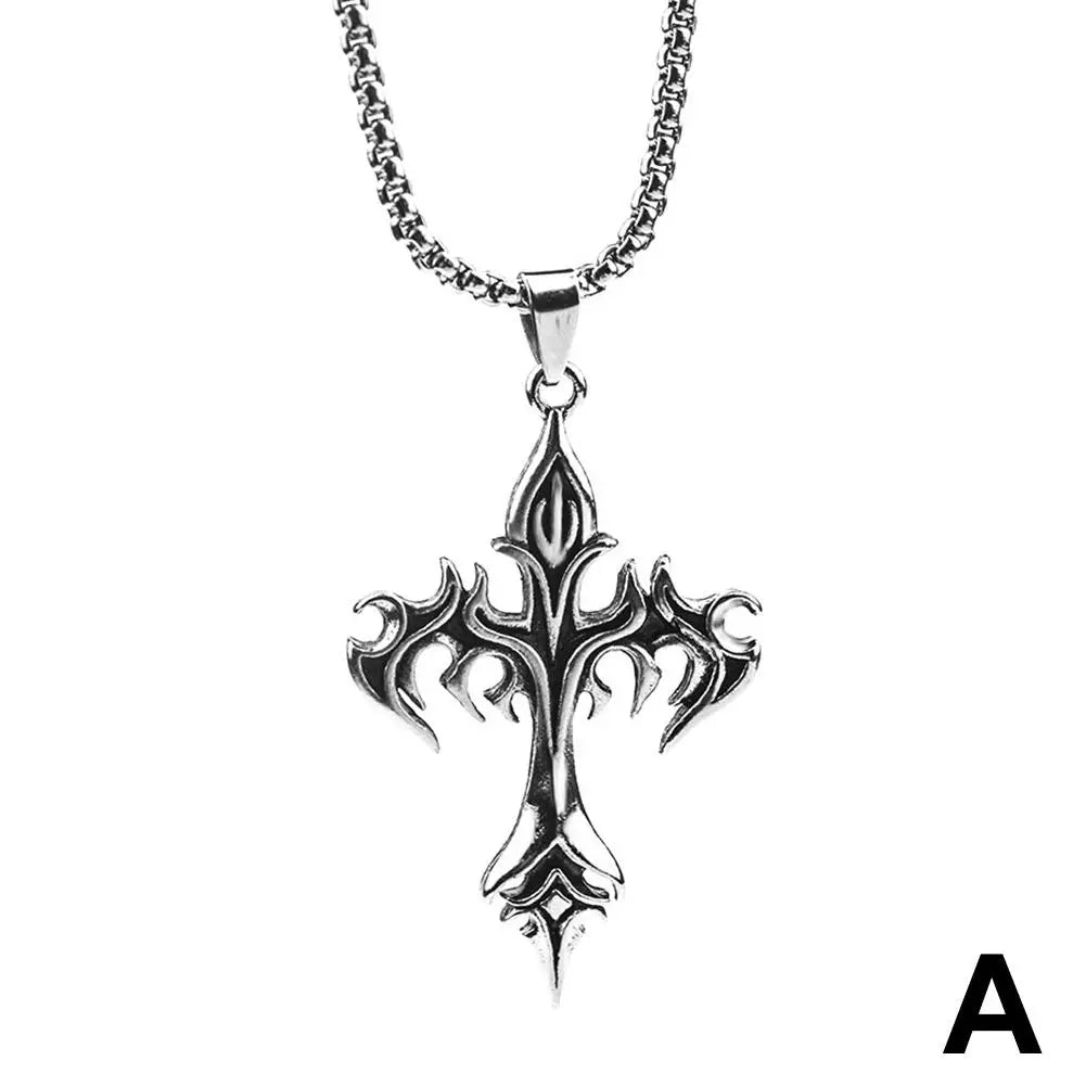 ヒップホップクロスペンダントネックレスユニークなデザインのスチールゴスネックレスファッションジュエリーギフト女性男性