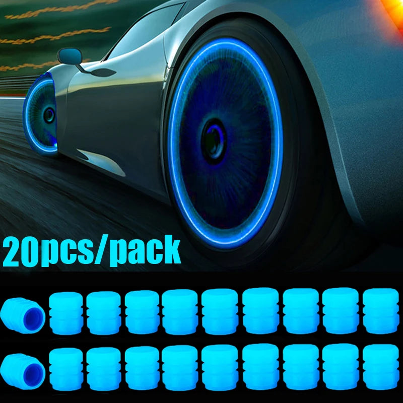 1-20Pcs Car Luminous Tire Valve Cap Motorcycle Bike Wheel Nozzle Night Glowing Fluorescent Decor Tyre Valve Stem Luminous Caps