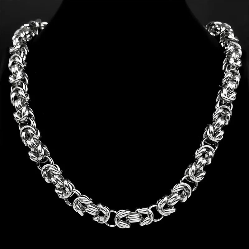 メンズ キューバンリンクチェーンネックレス ステンレススチール シルバーカラー ベーシック シンプル ラッパー ヒップホップチェーン ジュエリー カラー NLT44S02
