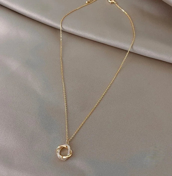 ファッションクロス回転925スターリングシルバーペンダントチェーン14Kゴールドメッキネックレスゴールドネックレスレディースファインジュエリー