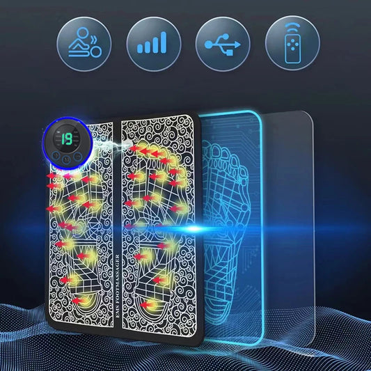 2025 Upgraded Ems Foot Massager Pad USB Rechargeable Muscle Relax Pain Relief Improves Blood Circulation Home Travel