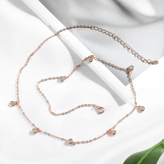 Smyoue Certified Bubble 8 Stone 100% Real Moissanite Necklace Pendant Classic Women's Neck Chain Sterling Silver 925 Plated 18K