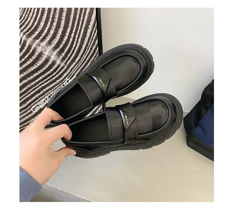 Women's Summer Footwear Loafers Shoes for Woman 2024 Office Round Toe Black Low Heel Elegant with Discount Genuine Mark Stylish