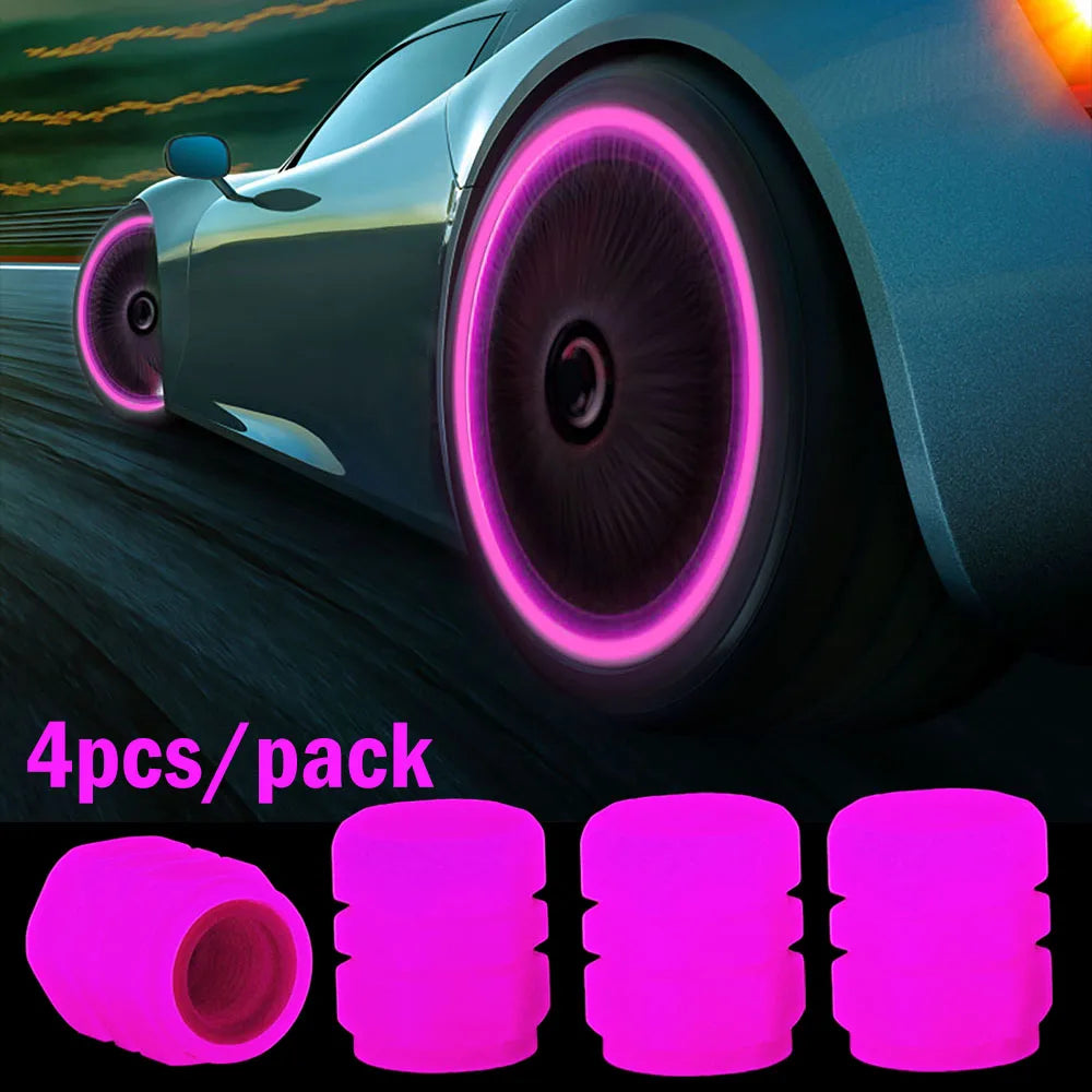 1-20Pcs Car Luminous Tire Valve Cap Motorcycle Bike Wheel Nozzle Night Glowing Fluorescent Decor Tyre Valve Stem Luminous Caps