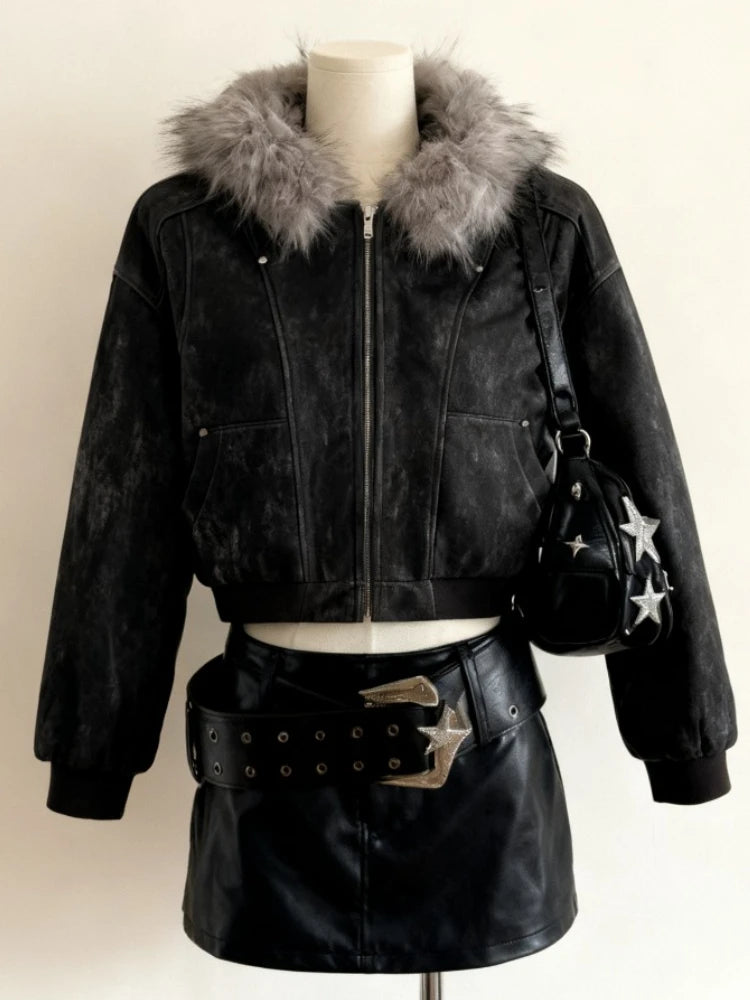 ゴシックアメリカンヴィンテージフード付きコートレディーススウェットシャツ原宿プリントジャケット美的グランジサブカルチャーキュートY2Kトップス