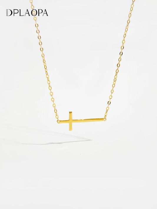 DPLAOPA 925 Sterling Silver Gold Cross Necklace Choker Gift for Her Protection Birthday Gift Religious Jewelry Holy Communion