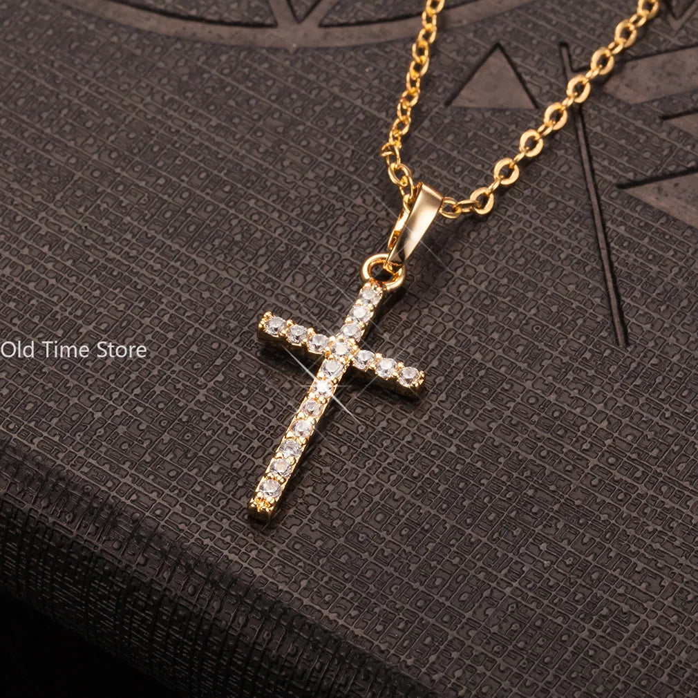 女性へのギフトクロスネックレス - ゴールドメッキクロスネックレス レイヤードスモールサイドネックレス レディースファッションジュエリー