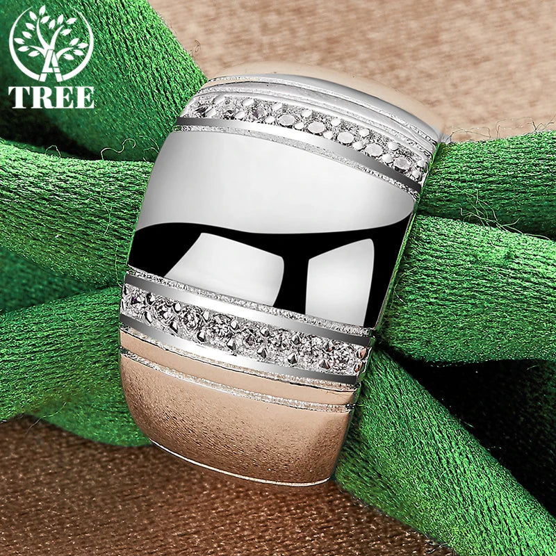 925スターリングシルバー高貴なAAAジルコンゴージャスなワイドリングレディースメンズリングファッションパーティー誕生日宴会結婚式チャームジュエリー