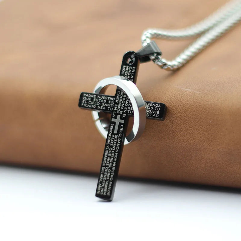 4 Colors Men Cross Necklace Stainless Steel 60cm Pendant Collar Gift For Boyfriend Accessories Homme Hiphop Rock Jewelry Joias