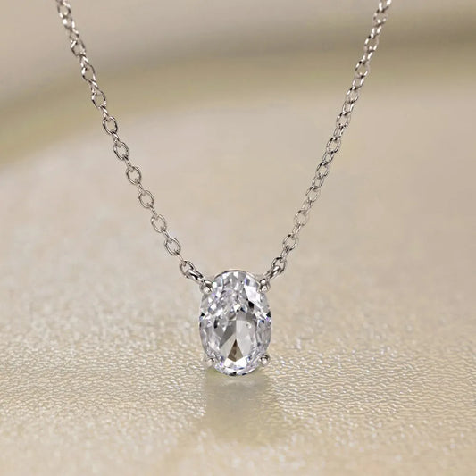 Oval Cut 1-4CT D Color Moissanite Necklace for Women S925 Sterling Silver Wedding Diamond Pandant Neck Chain Party Gifts Jewelry