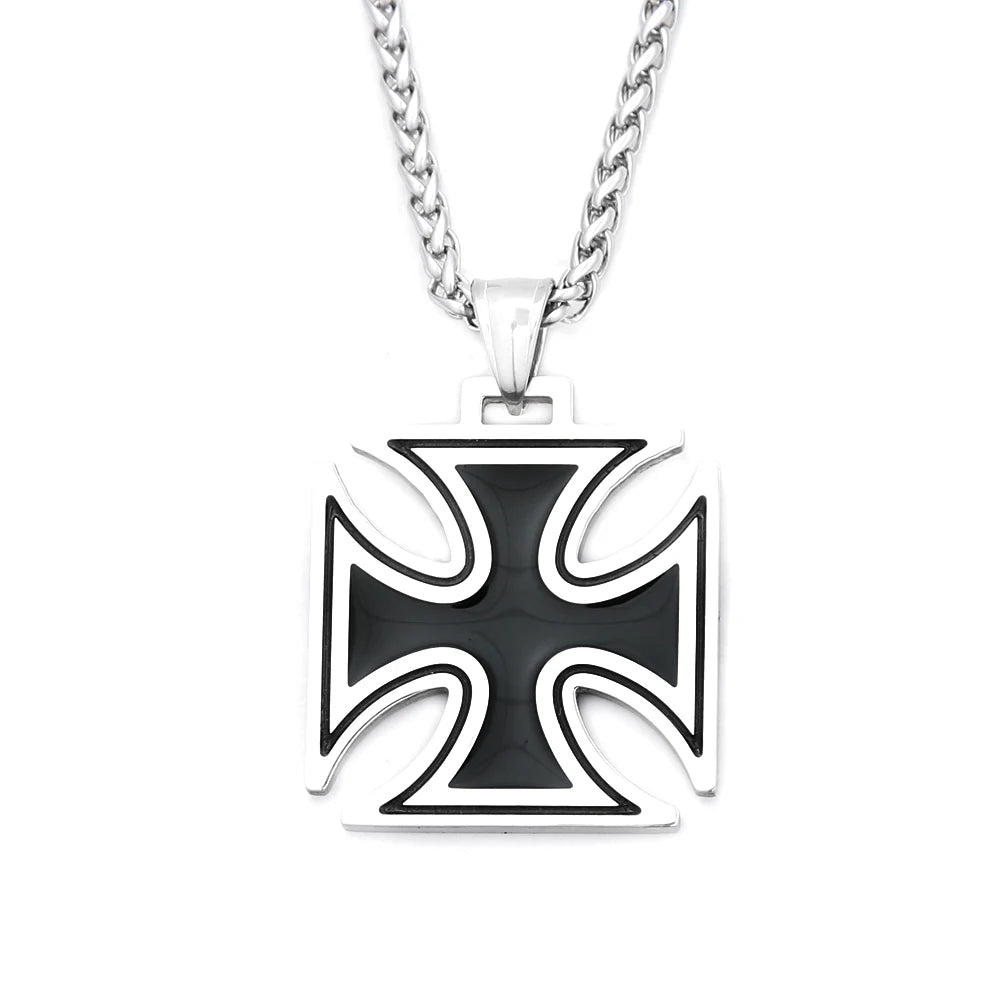 Vintage Classic Cross Pendant Necklace For Men Women Stainless Steel Hip Hop Knights Templar Iron Biker Jewelry Gifts Wholesale