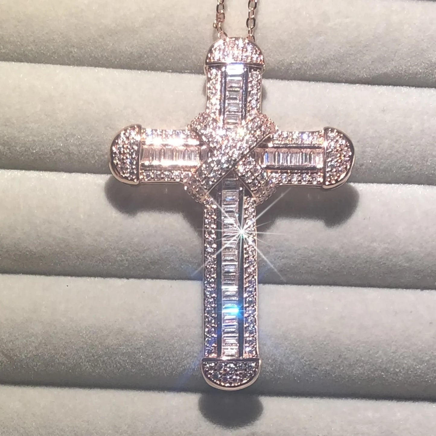 新品 925 シルバー 絶妙な聖書イエス十字架ペンダントネックレス レディース メンズ 十字架チャーム 模造ダイヤモンド 14K ゴールドジュエリー