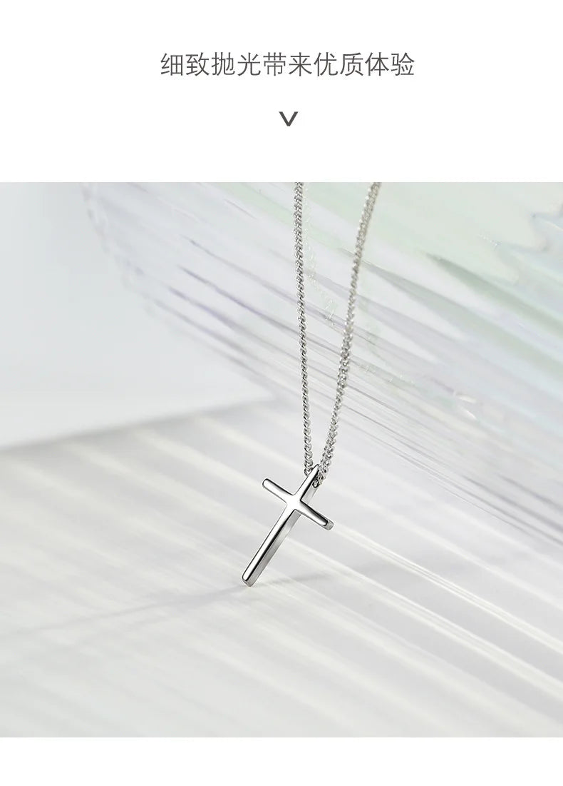 Trendy 925 Sterling Silver Cross Pendants Necklace For Women Vintage Gothic Cross Necklace Chain Jewelry Gift
