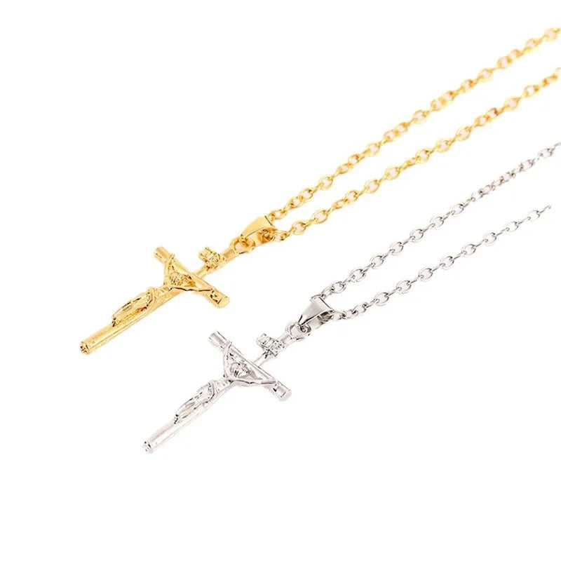 ファッション宗教的キリスト教の神十字架十字架ペンダントネックレス男性と女性のためのイエスリンクチェーン卸売ジュエリーギフト