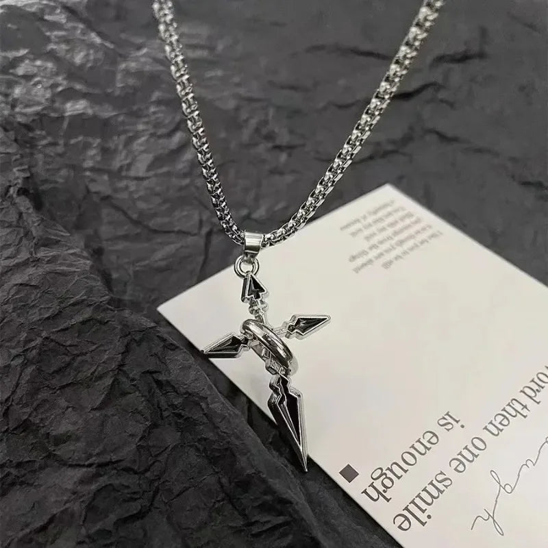 パンクゴシックメンズネックレスヴィンテージメンズネイルシェイプクロスペンダントネックレスジュエリーニューファッションデザインパーソナリティY2Kチョーカー