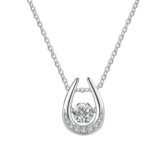 HK0049 Lefei Fashion Trend Luxury Classic White Moissanite Horseshoe Heart Star Necklace For Women 925 Silver Party Jewelry Gift
