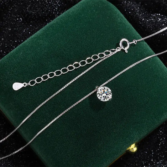2CT D Color Moissanite Simple Pendant Necklace With Certificate 925 Sterling Silver Women Necklace Fine Jewelry Gift For Wedding