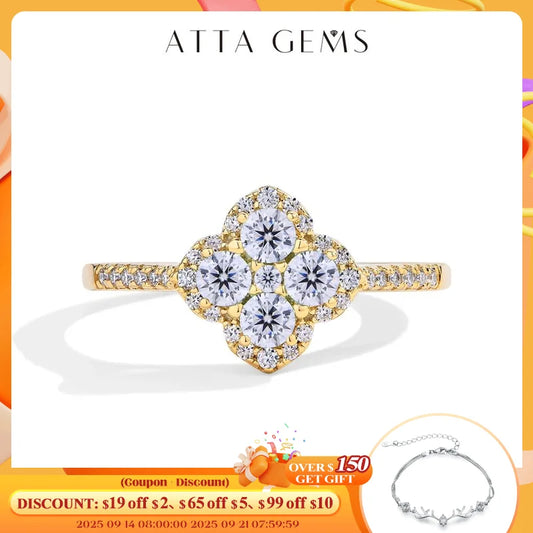 ATTAGEMS Classic Moissanite Rings for Women D Color VVS1 Real 925 Sterling Silver Engagement Wedding Party Exquisite FineJewelry