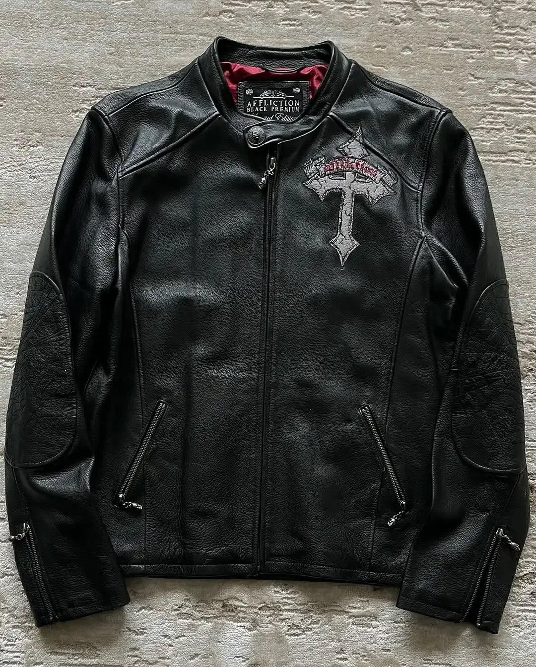 Y2K 新作 アフリクション ジャケット ストリート ヒップホップ スカル 刺繍 コート メンズ ヴィンテージ 原宿 ゴシック パンク ルーズ PUレザー ジッパー ジャケット