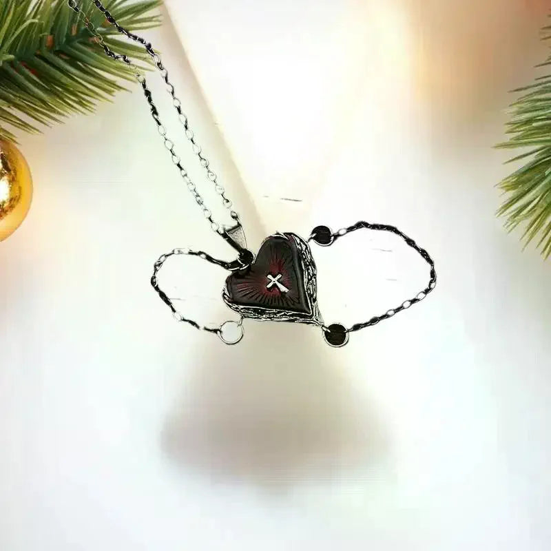 ゴシッククロスハートチェーンネックレス レディース ファッション ペイガン ウィッチクラフト ジュエリー アクセサリー ギフト ペンダント チョーカー
