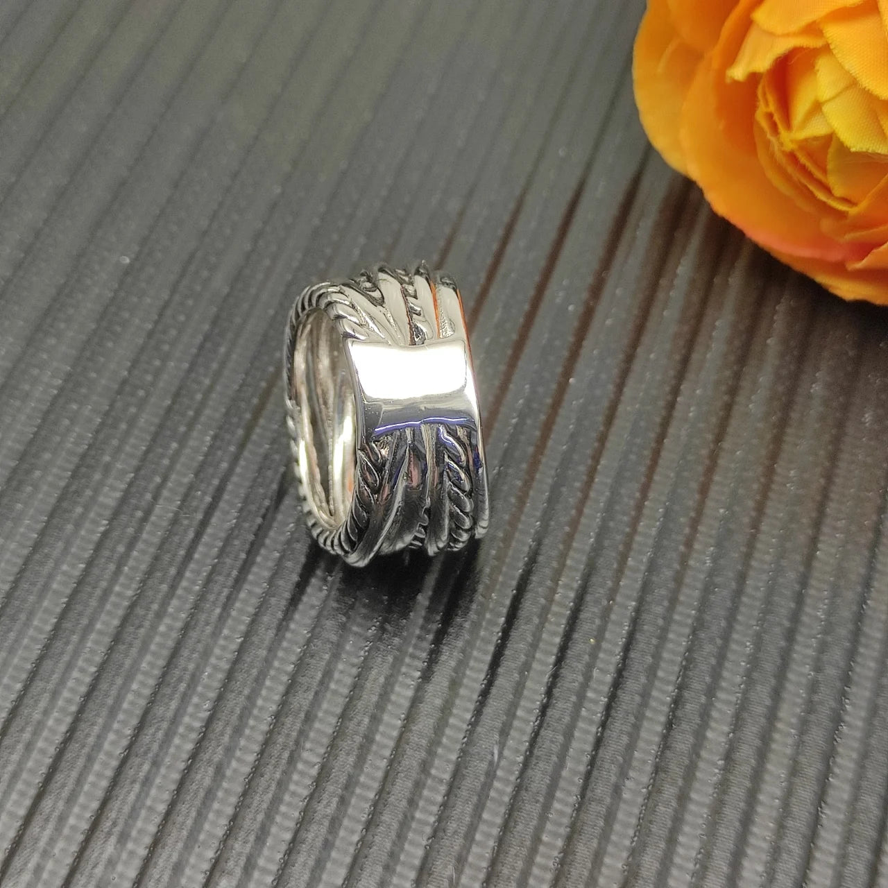 S925スターリングシルバー2025新作16mmクロス7連リングニュートラルファッショントレンドレトロ個性シンプルヒップホップ高級ジュエリー