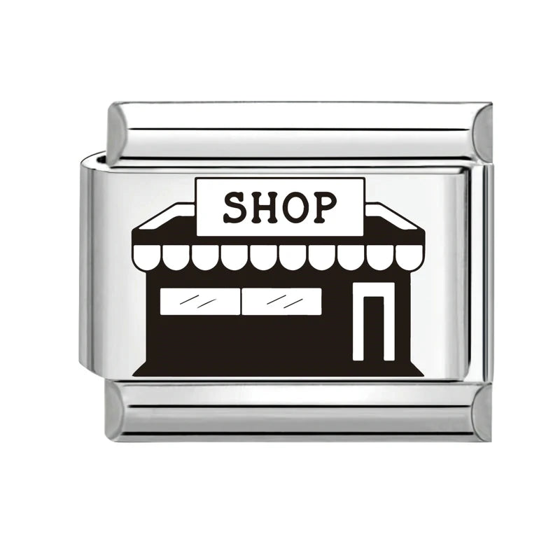 Fashion Charm Bracelet Checkerboard Panda Elephant Charm Italian Links Fit 9mm Bracelet Stainless Steel DIY Making Jewelry