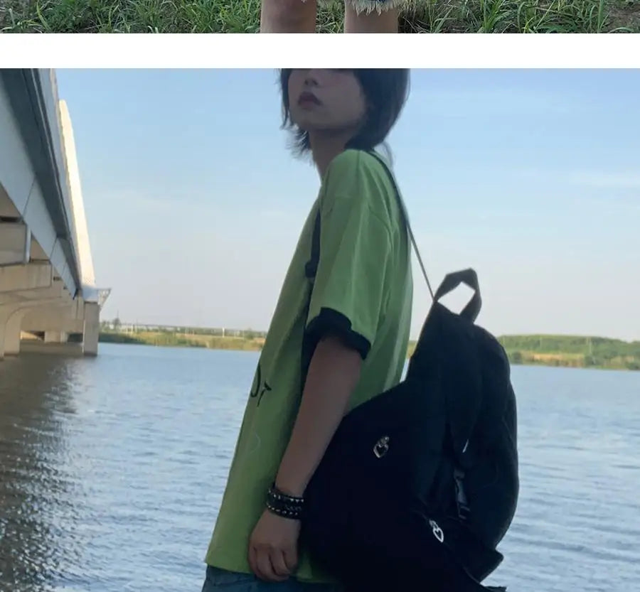 日本のサブカルチャー かわいい猫プリント 半袖Tシャツ レディース 夏 ヴィンテージ グリーン カジュアル ゆったり スウィートガール Y2K トップス