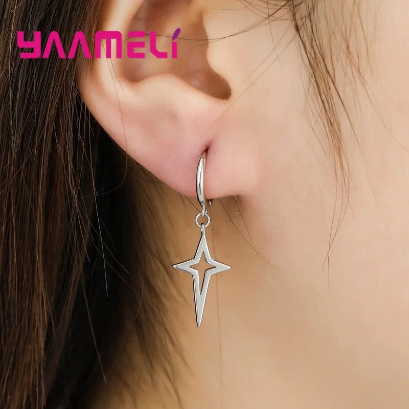 パンク 925 スターリングシルバー 幾何学模様 クロス ペンダント ドロップピアス レディース メンズ ウェディング パーティー ファッション ジュエリー ギフト アクセサリー