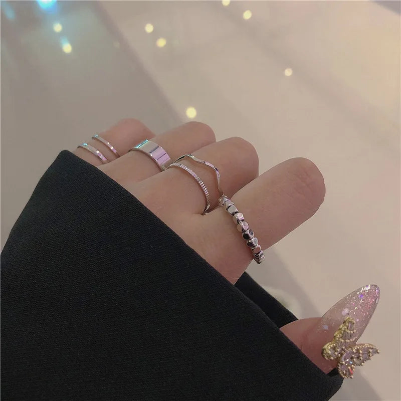 ヴィンテージ シルバーメッキ クロスリングセット レディース ゴシック パンク スチームパンク バタフライリングセット パーティー ファッション ジュエラー