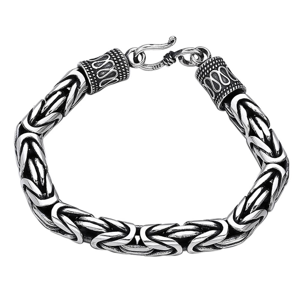 オリジナル 925 スターリングシルバー ブレスレット メンズ レディース オム ビザンチン リンク メンズブレスレット ファム ドゥ リュクス ジュエリー マネー