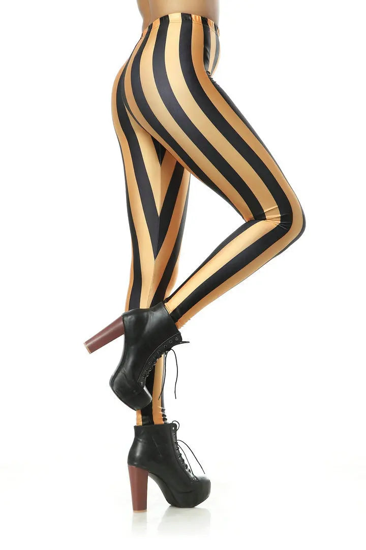 [You're My Secret] Fashion Women Sexy Leggings High Waist Elastic Stripe Print Trousers Casual Sports Leggings Hip-Lift Pants