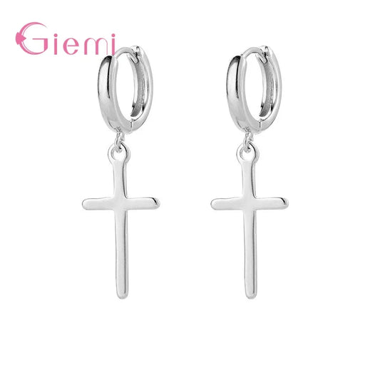 ファッショントレンドの925スターリングシルバーイヤリングクロスドロップイヤリングレディースメンズギフトイヤリングペンダントファインジュエリー卸売