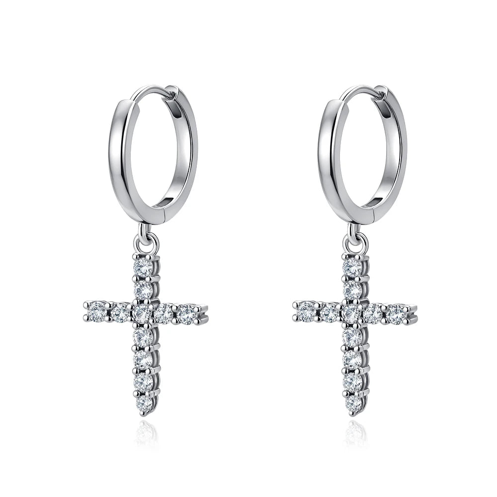 新作925シルバーのクロス、スタームーン、エレファントイヤリングは、ヨーロッパの女性にぴったりの絶妙な高品質ジュエリーギフトです。